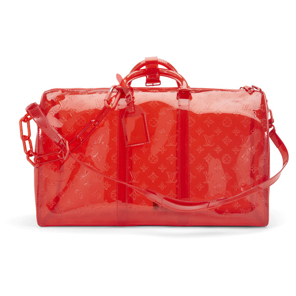 Louis Vuitton Keepall Bandouliere 50 Red PVC Monogram Weekend Duffle Travel Bag - Picture 5 of 10